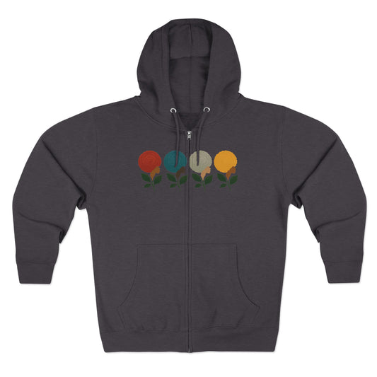 Afro Flowers Unisex Zip Hoodie
