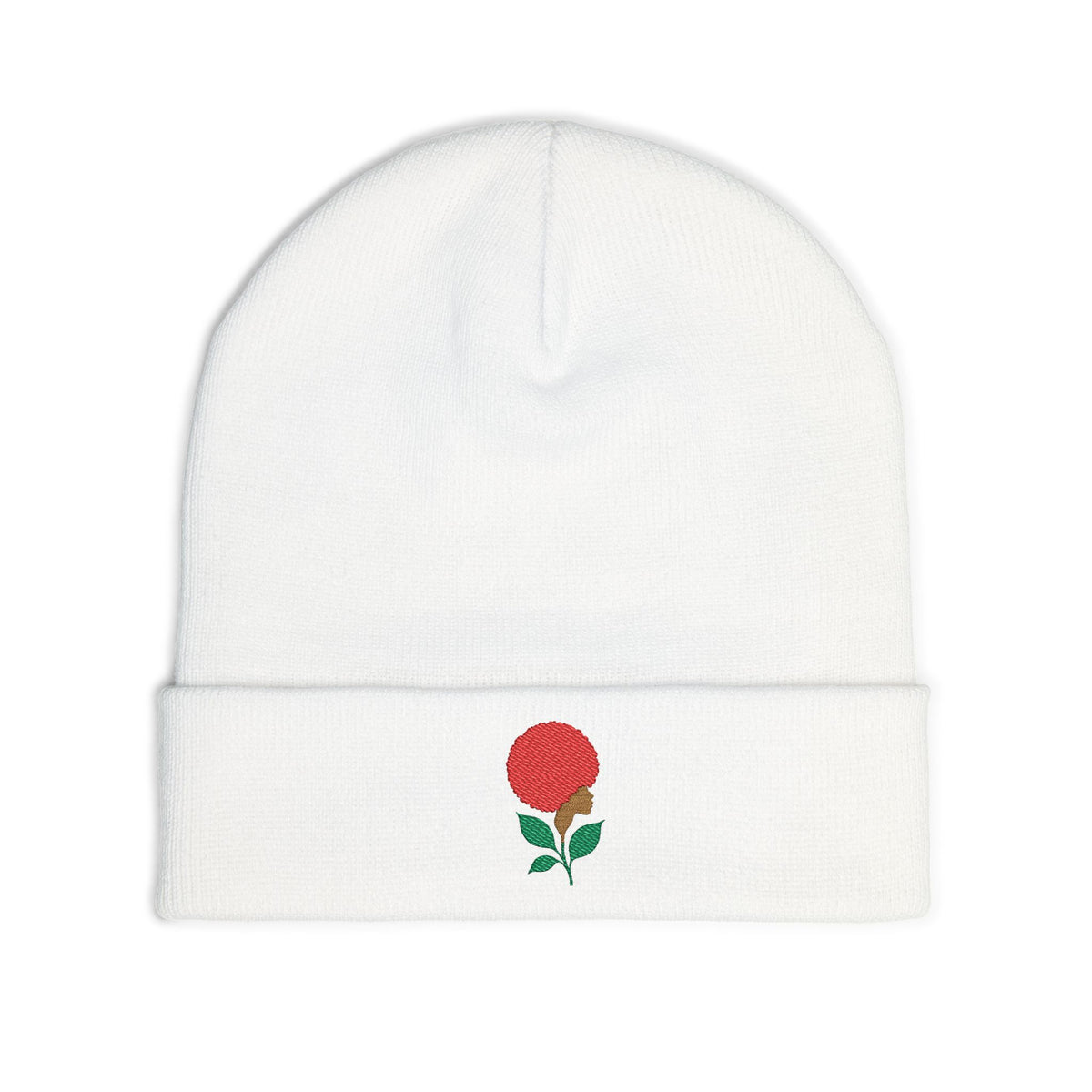 Afro Flower Knit Beanie (Embroidery)