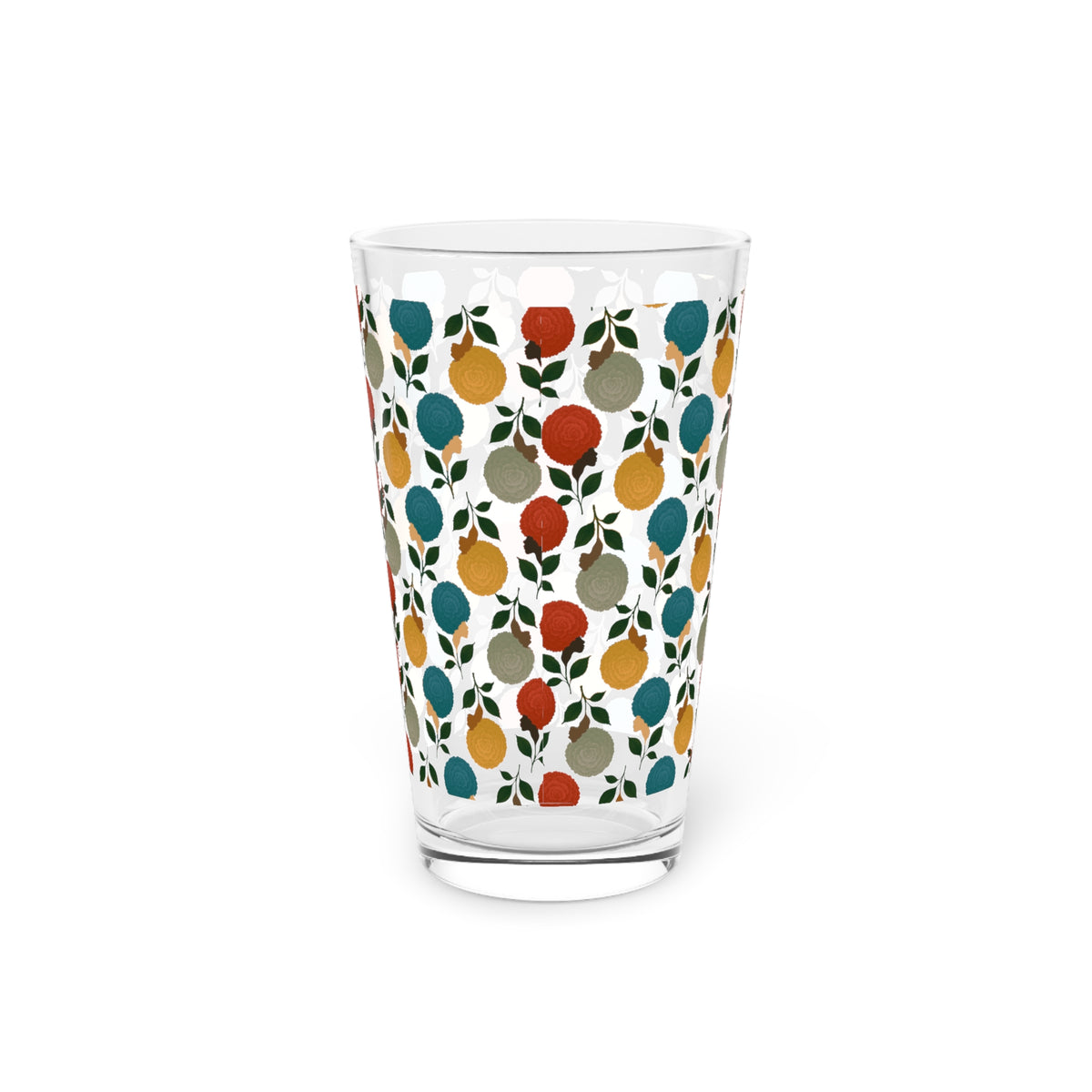 Afro Flowers Pint Glass, 16oz