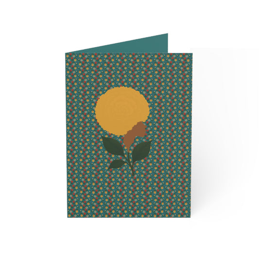 Afro Flowers Greeting Cards Gold (1, 10, 30, and 50pcs)