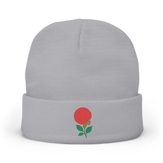 Afro Flower Knit Beanie (Embroidery)