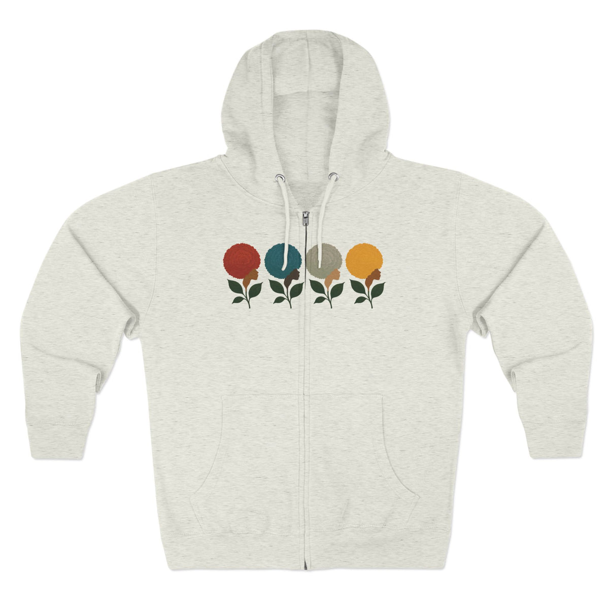 Afro Flowers Unisex Zip Hoodie