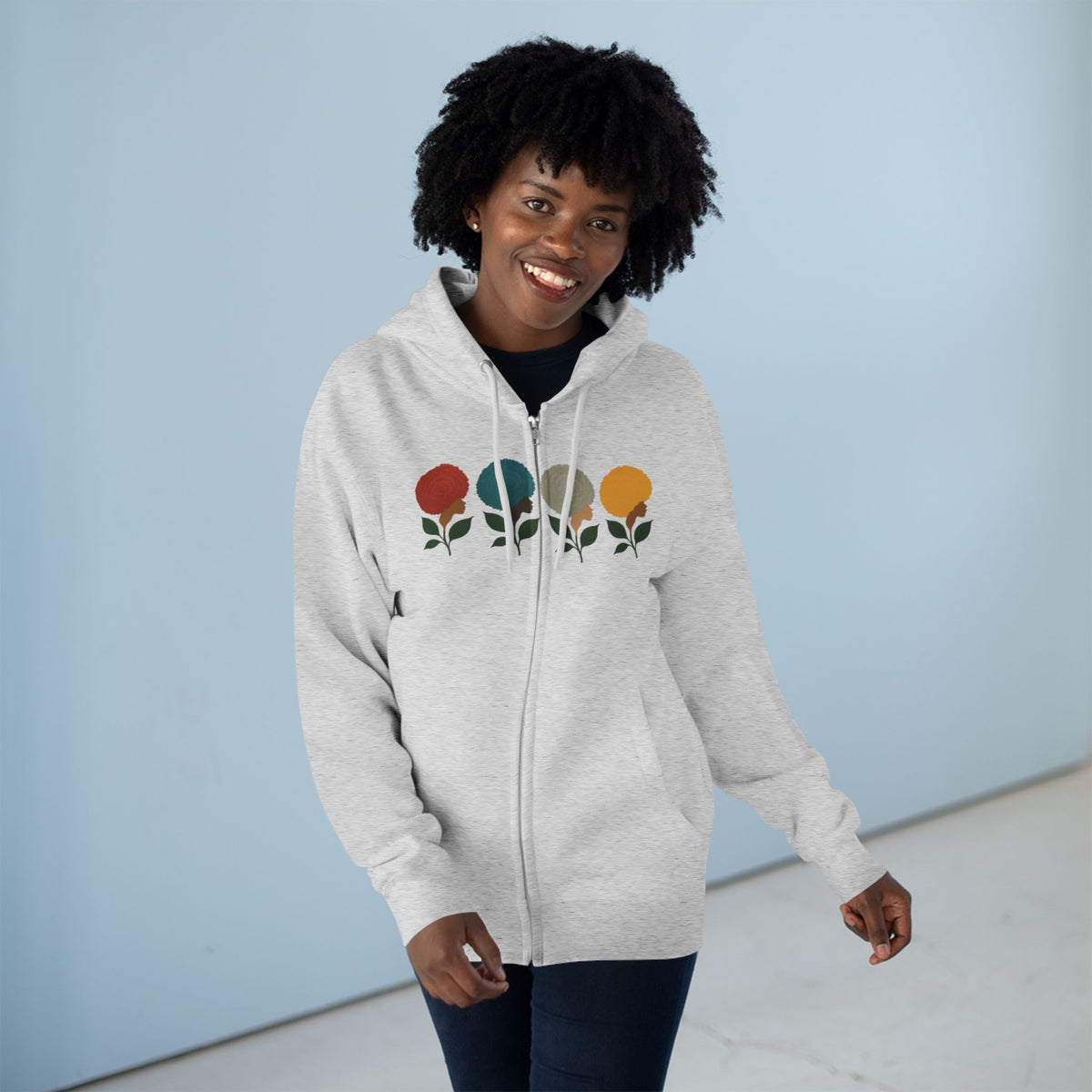 Afro Flowers Unisex Zip Hoodie