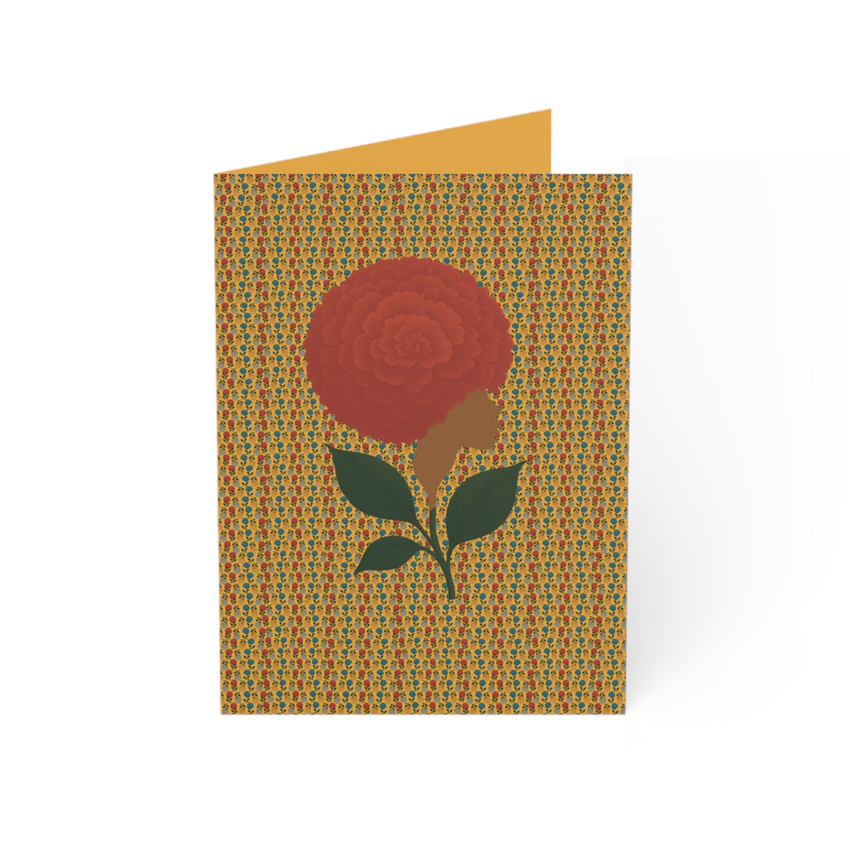 Afro Flowers Greeting Cards - Gold  (1, 10, 30, and 50pcs)