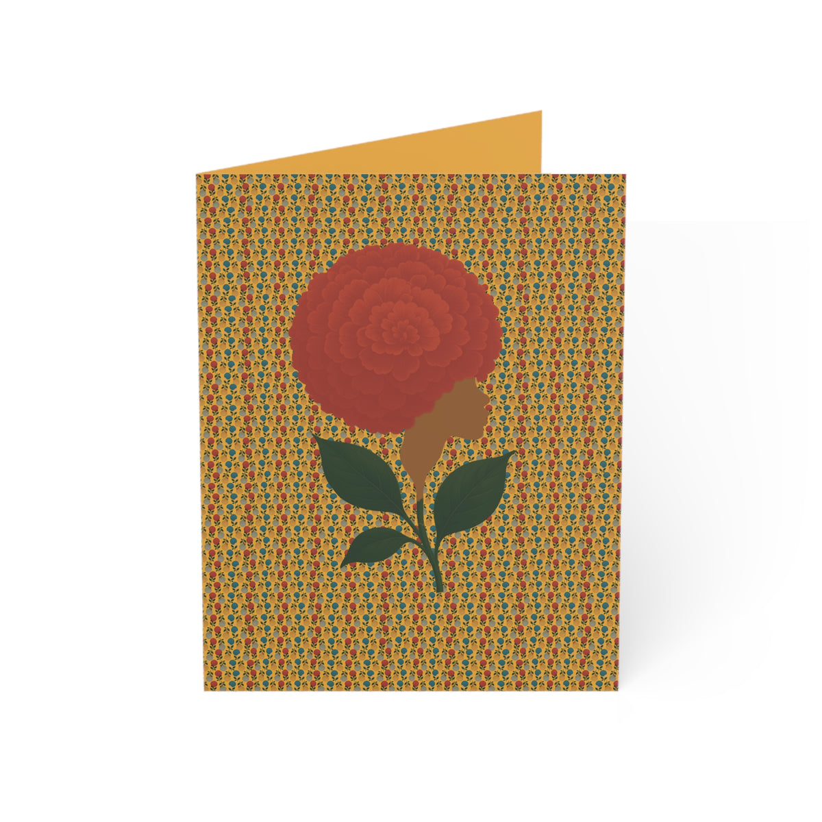 Afro Flowers Greeting Cards - Gold  (1, 10, 30, and 50pcs)