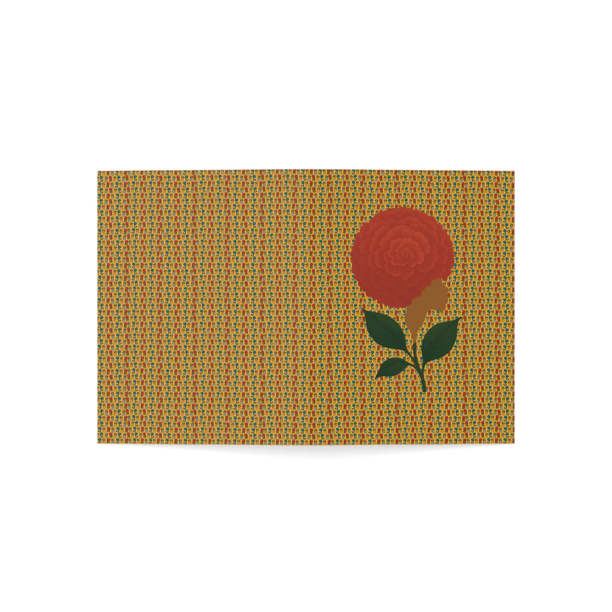 Afro Flowers Greeting Cards - Gold  (1, 10, 30, and 50pcs)