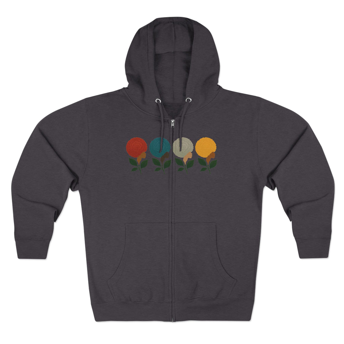 Afro Flowers Unisex Zip Hoodie