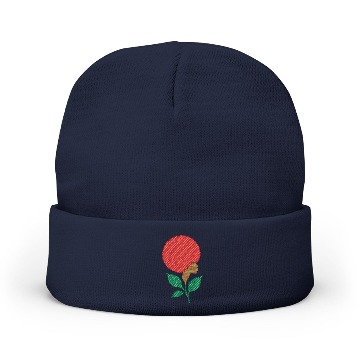 Afro Flower Knit Beanie (Embroidery)