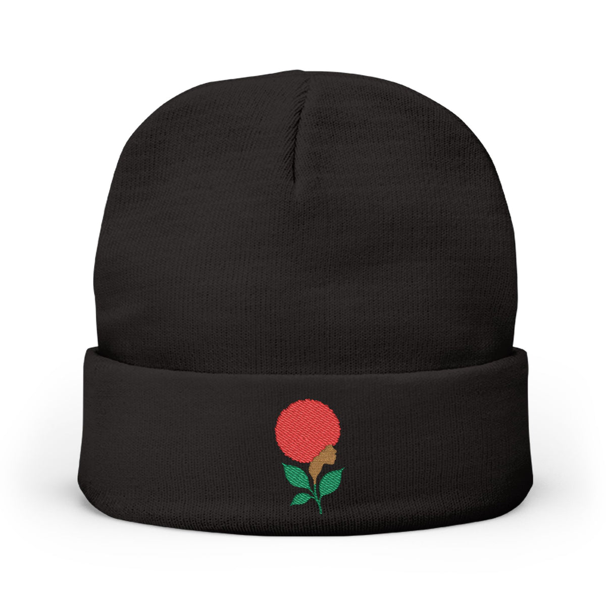 Afro Flower Knit Beanie (Embroidery)