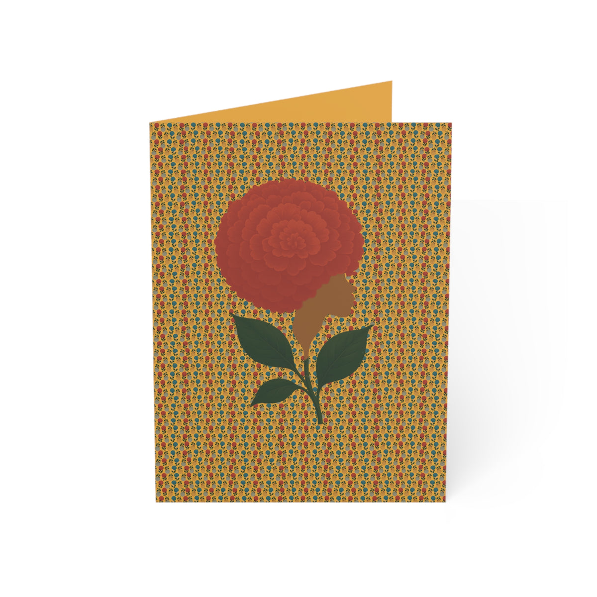 Afro Flowers Greeting Cards - Gold  (1, 10, 30, and 50pcs)