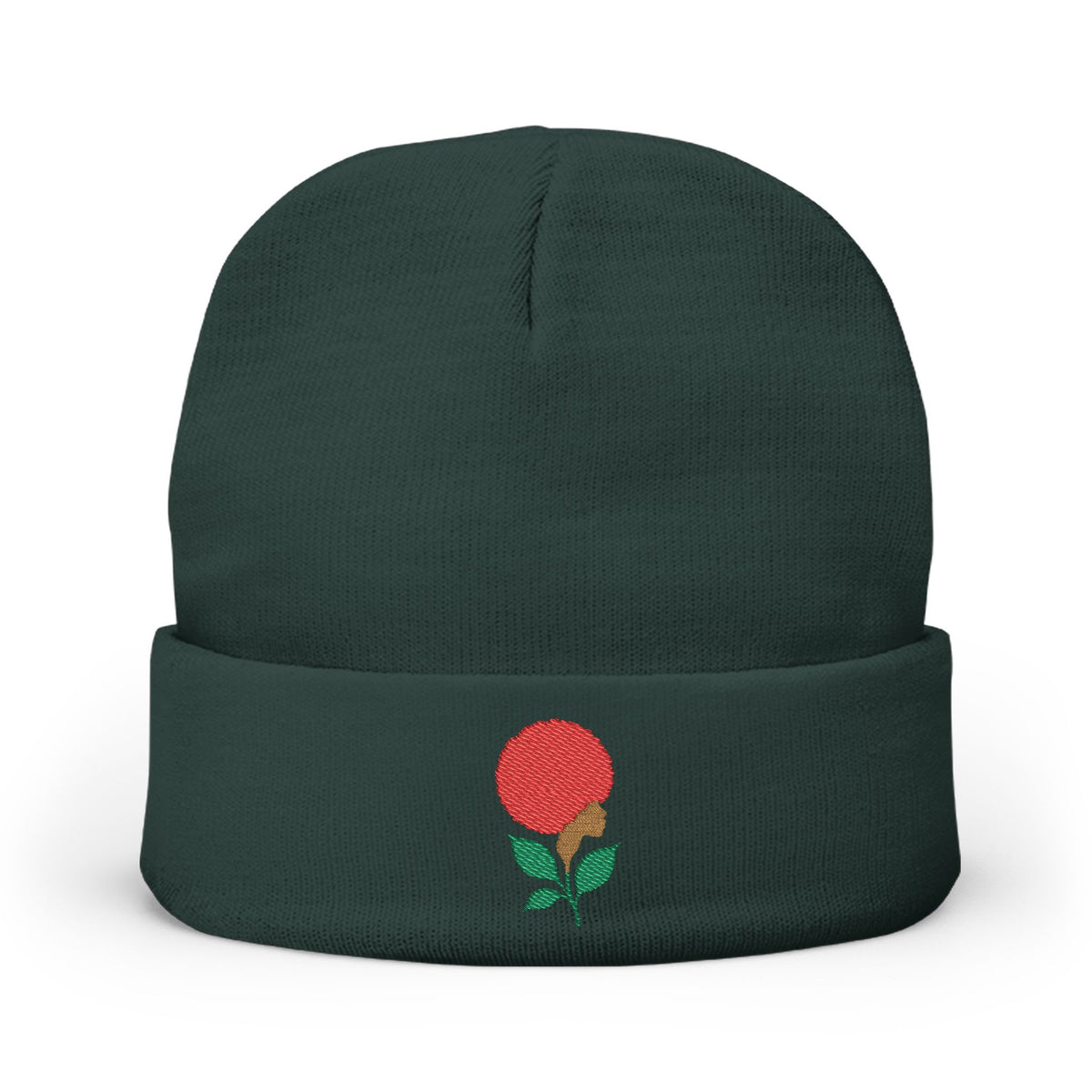 Afro Flower Knit Beanie (Embroidery)