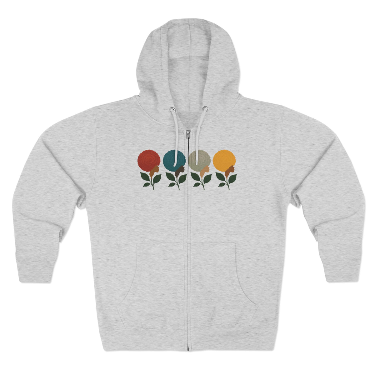 Afro Flowers Unisex Zip Hoodie