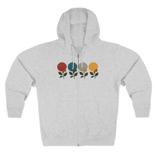 Afro Flowers Unisex Zip Hoodie