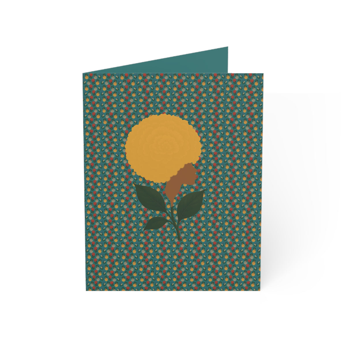 Afro Flowers Greeting Cards Gold  (1, 10, 30, and 50pcs)
