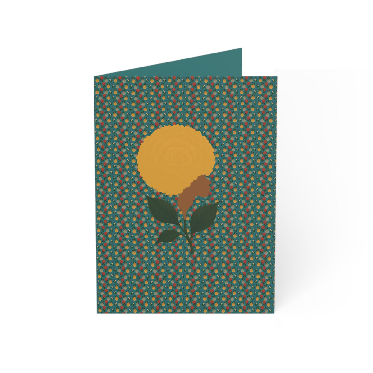 Afro Flowers Greeting Cards Gold  (1, 10, 30, and 50pcs)