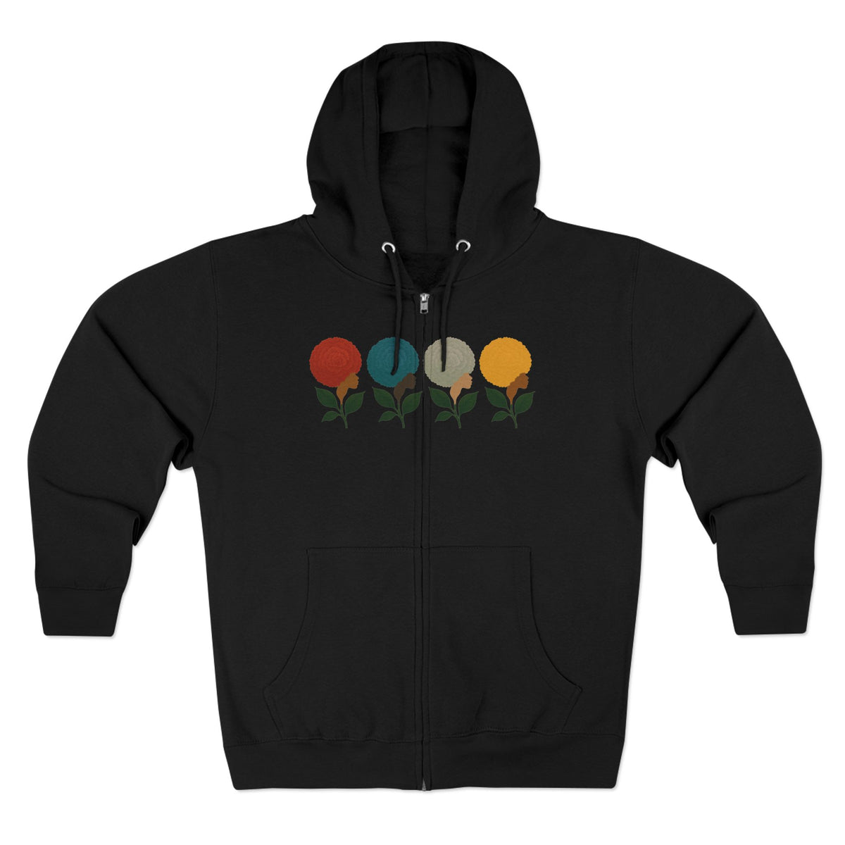 Afro Flowers Unisex Zip Hoodie