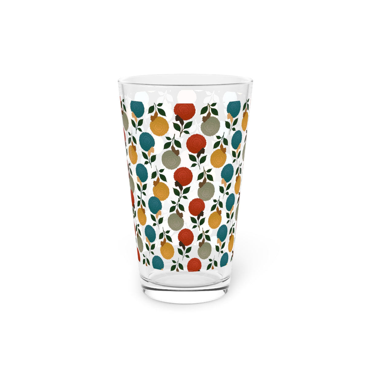 Afro Flowers Pint Glass, 16oz
