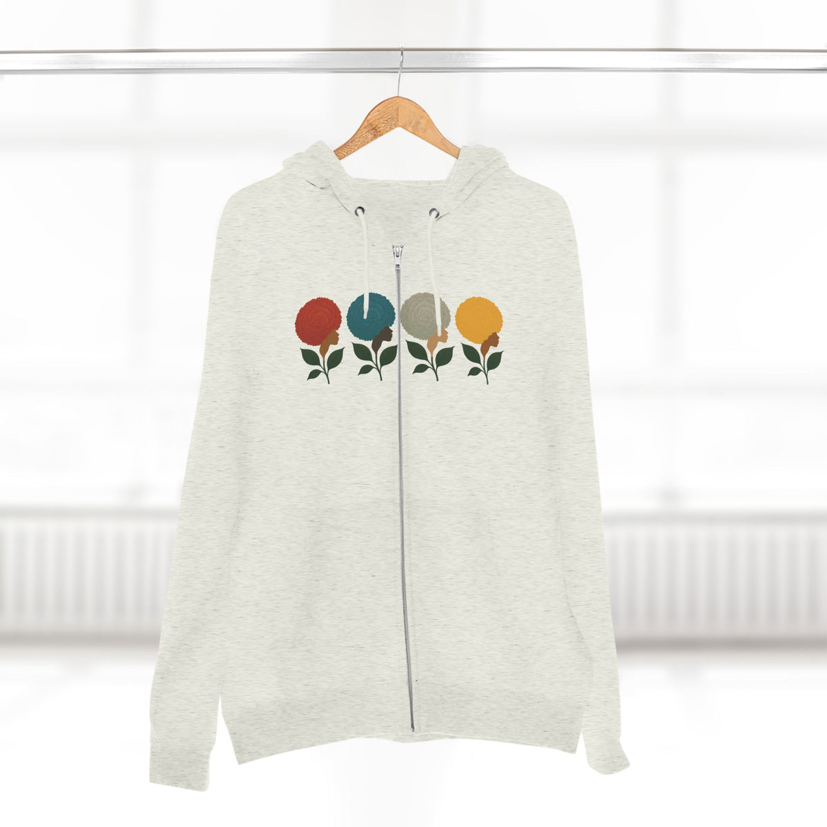 Afro Flowers Unisex Zip Hoodie