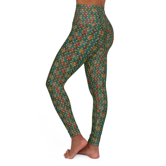Afro Flowers High Waisted Yoga Leggings (AOP)